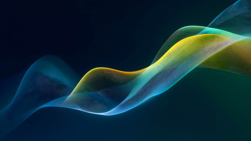 彩色線條在深藍色背景上流動-圖片