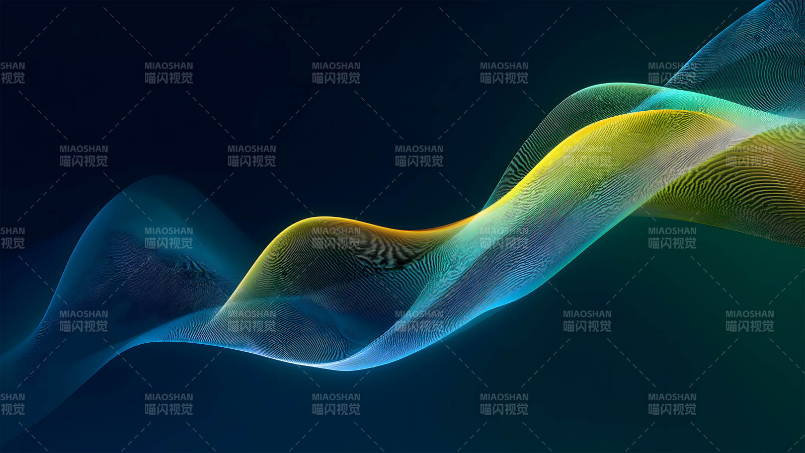 彩色線條在深藍色背景上流動-圖片