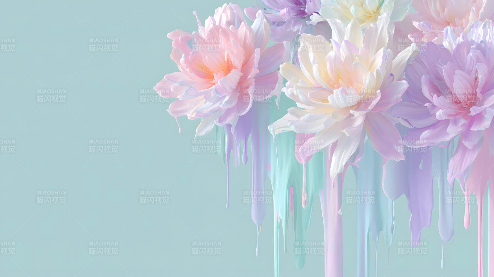 梦幻花朵溢彩画-图片