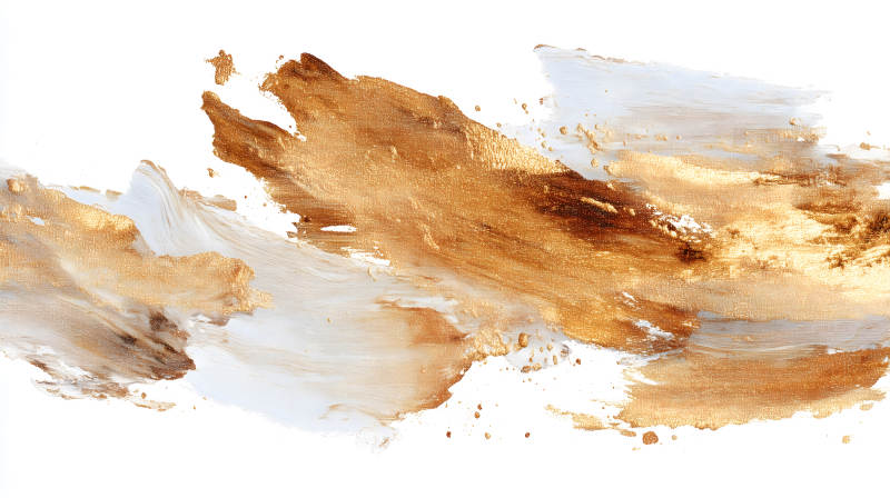 金色与白色的抽象绘画笔触感强烈-图片