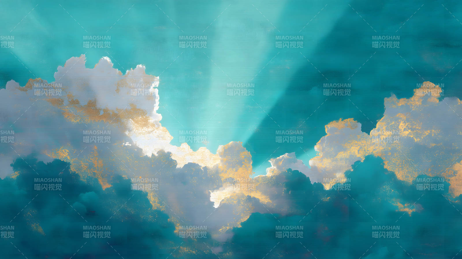 藍(lán)天白云光影交織金光燦爛-圖片