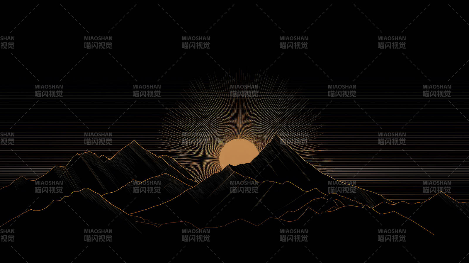 日出山脈剪影簡(jiǎn)約藝術(shù)-圖片