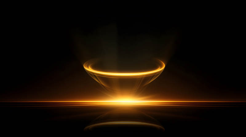 發(fā)光光環(huán)中的抽象金杯-圖片