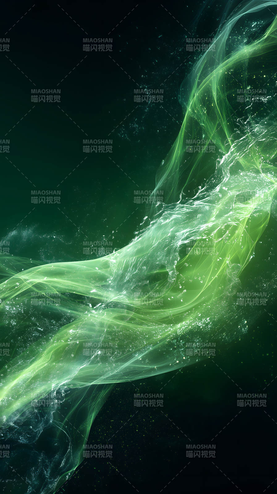 綠色光影流動抽象藝術(shù)-圖片