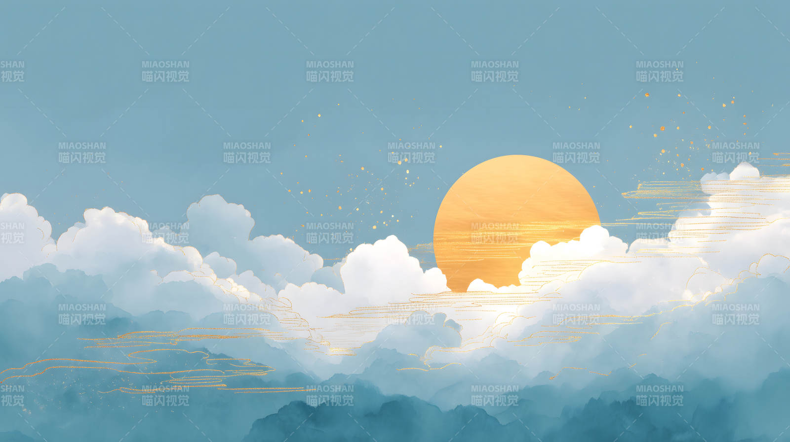 云海落日唯美意境-图片