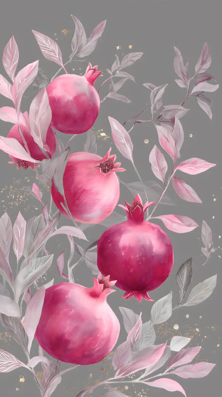 粉色石榴唯美意境圖-圖片