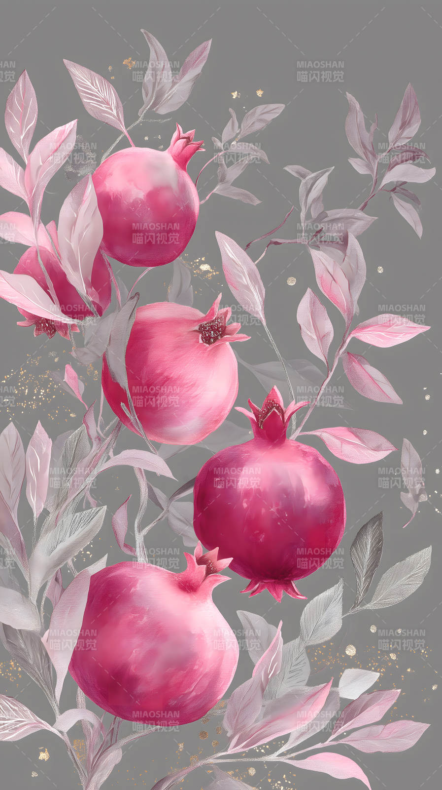 粉色石榴唯美意境图-图片