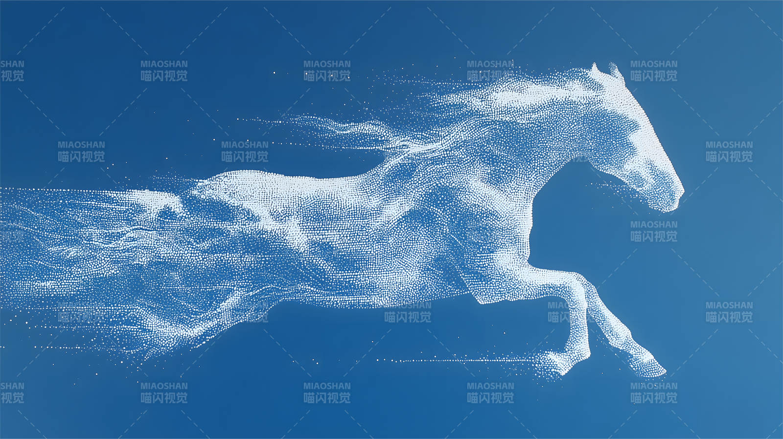 白馬奔騰于藍天之上-圖片