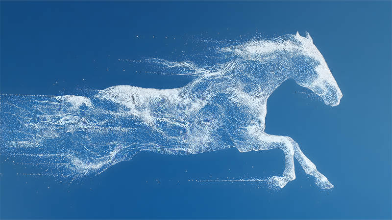 白馬奔騰于藍天之上-圖片