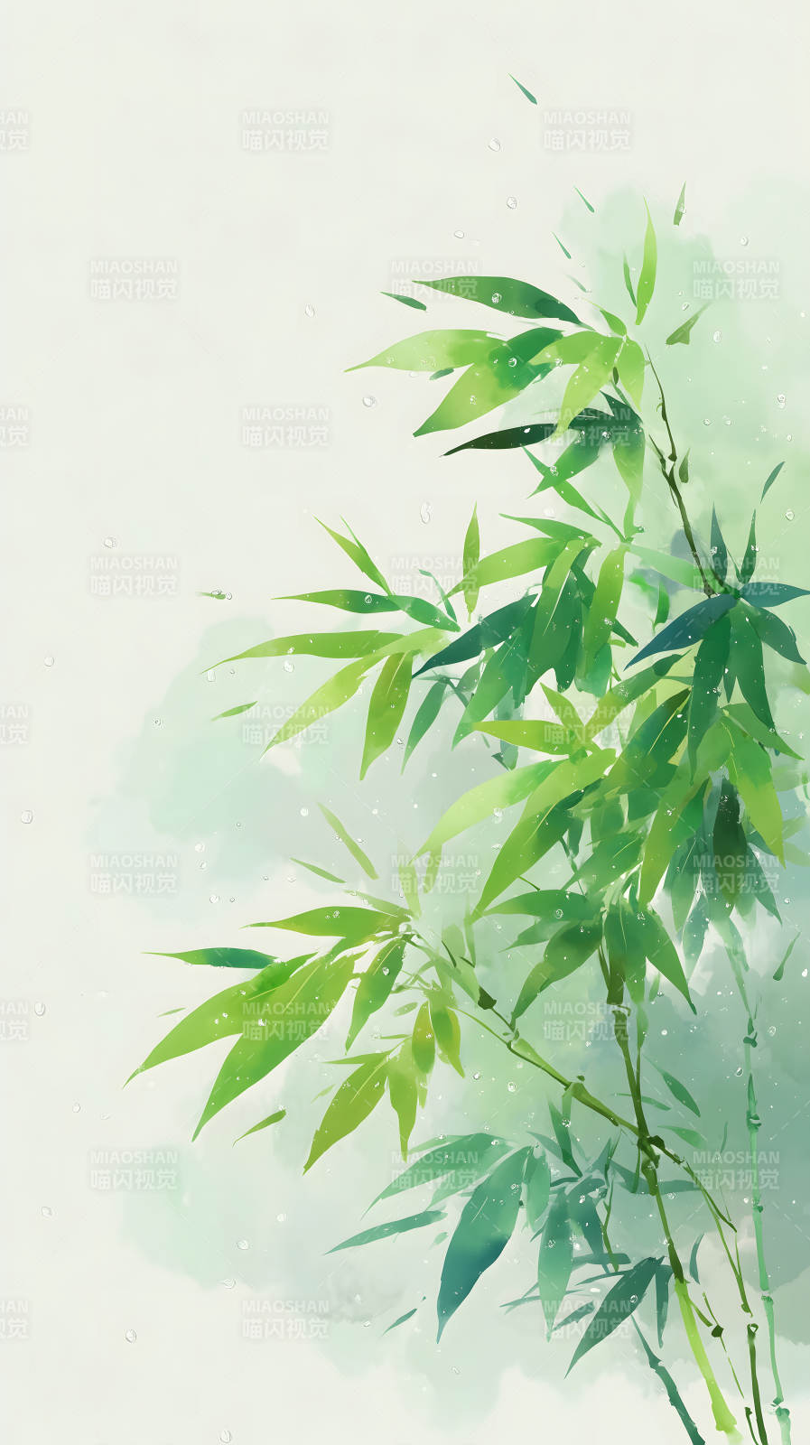 水墨竹林意境清新朦胧-图片