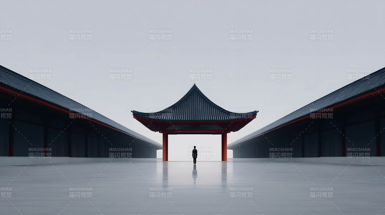 建筑中的孤独身影-图片