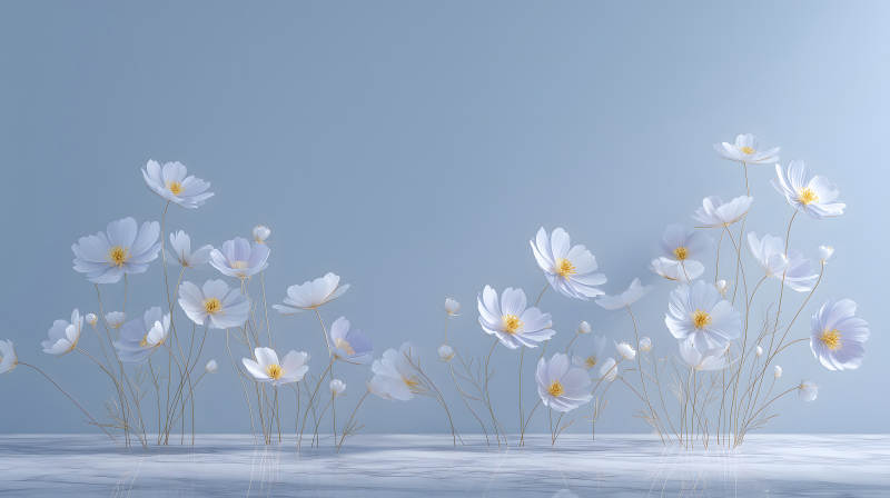 纯净的白色花朵艺术呈现-图片