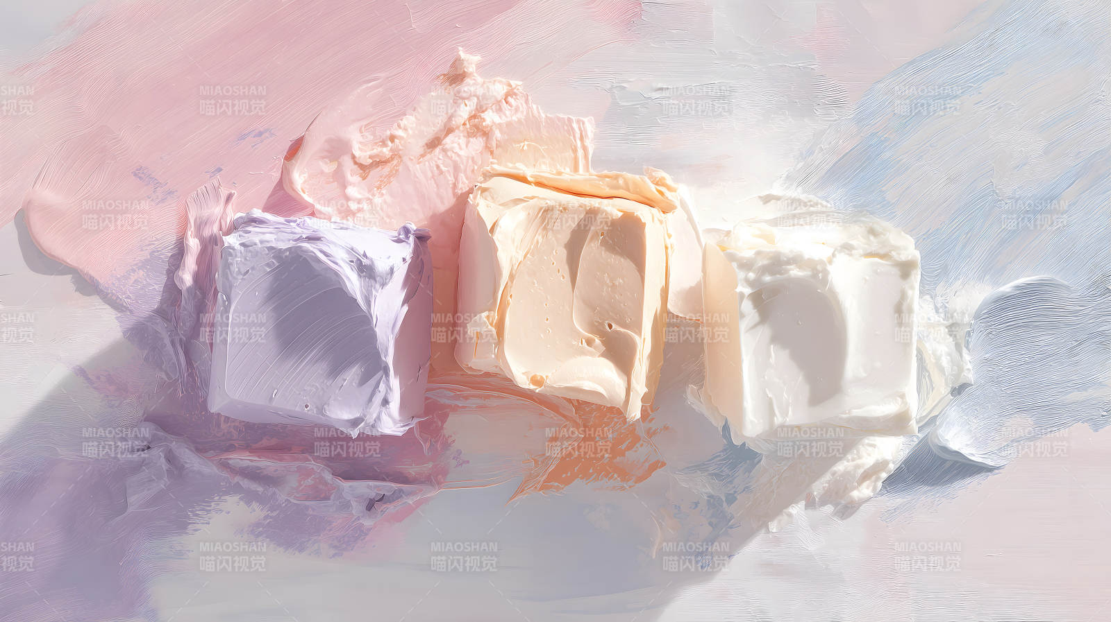 奶油色塊藝術繪畫-圖片