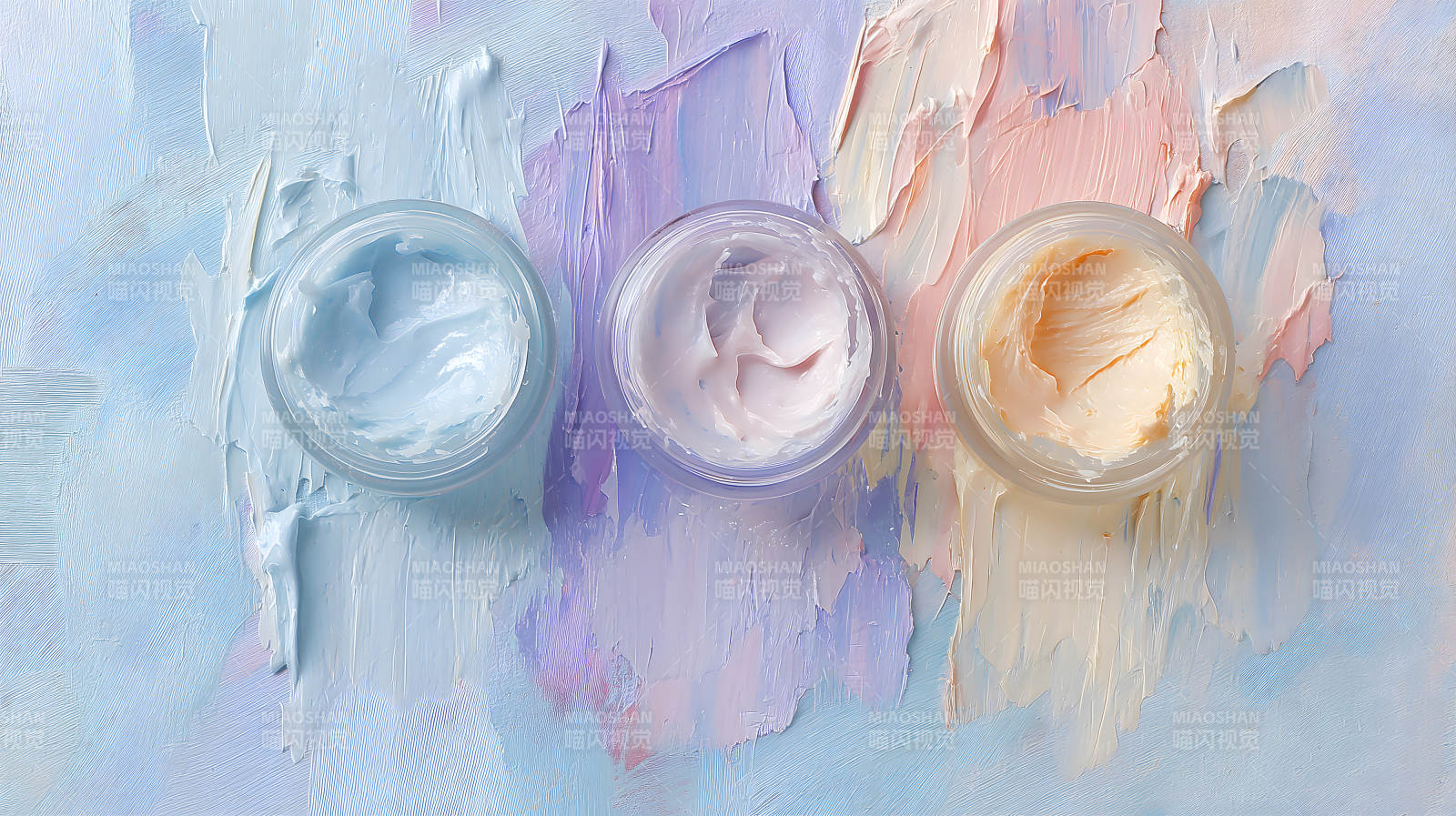 護膚霜與彩繪背景-圖片