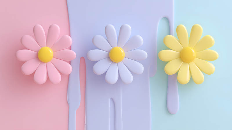 三朵立體花背景圖案-圖片