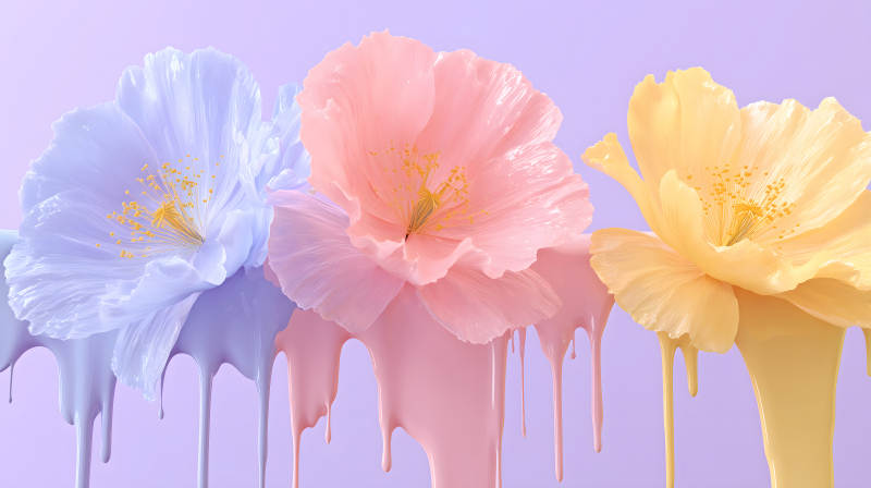 色彩花朵融化效果美麗的藝術-圖片
