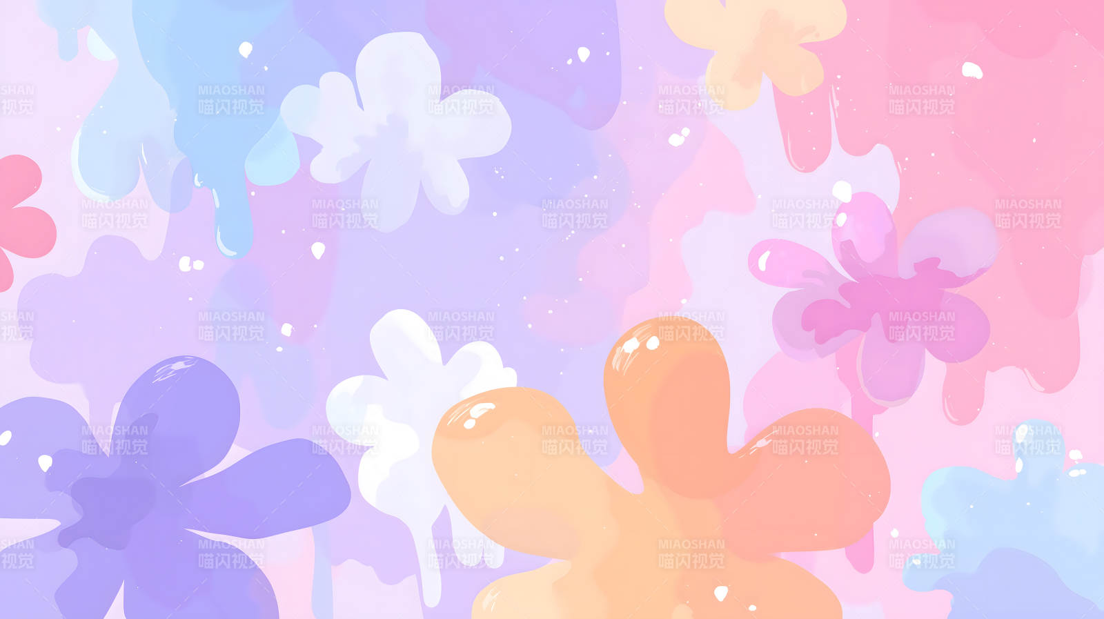 水彩花朵背景圖粉色紫色調-圖片