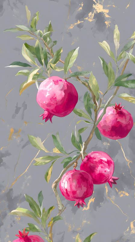 石榴樹枝與背景藝術風格-圖片