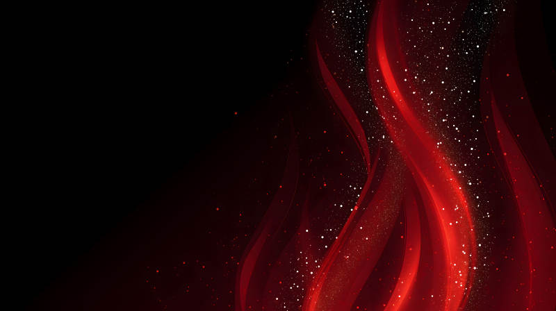 紅色流動火焰黑色背景星光點綴-圖片