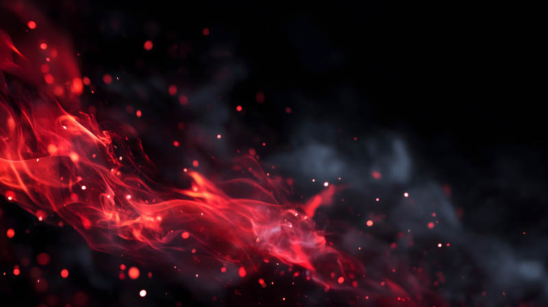 火焰紅光彌漫黑暗背景下的抽象藝術(shù)-圖片