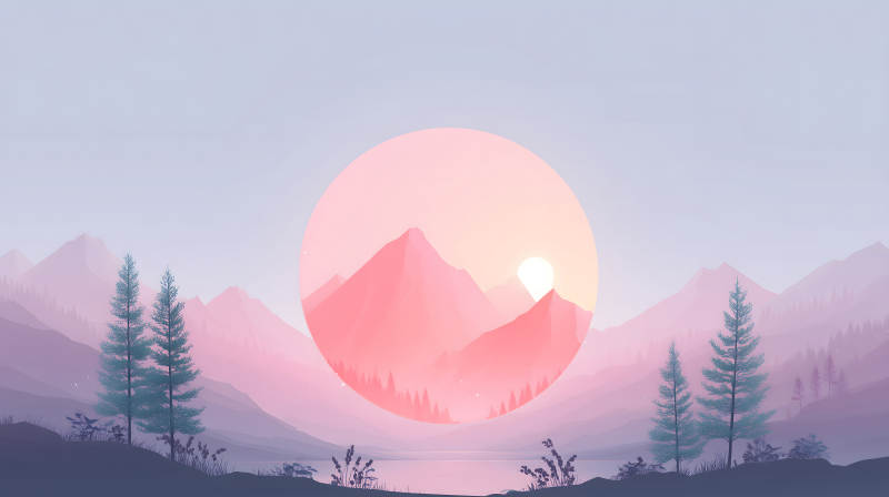 山脈日落靜謐自然風(fēng)光-圖片