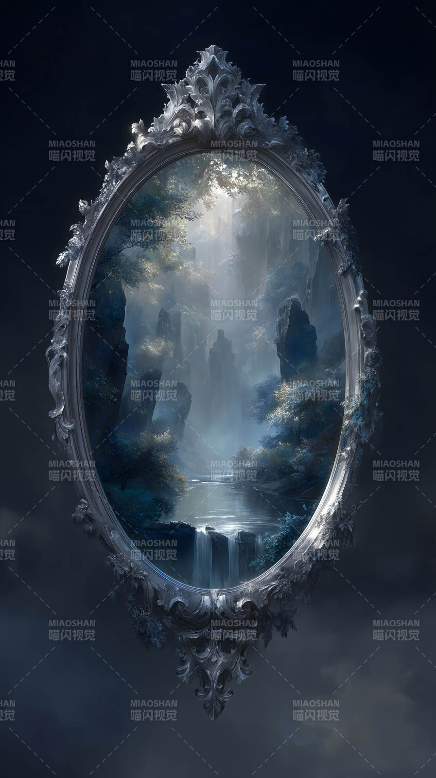 鏡中仙境瀑布景色迷人-圖片