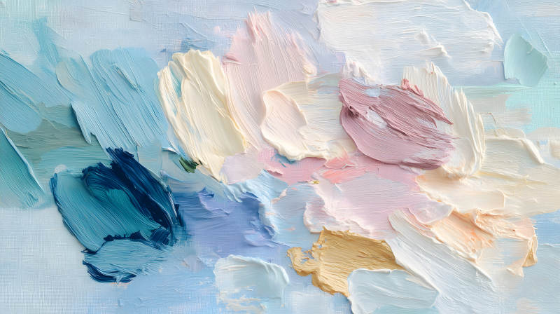 抽象繪畫色彩柔和筆觸感強烈-圖片
