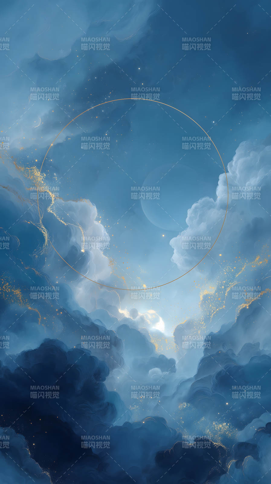 夢幻藍調天空金色點綴-圖片