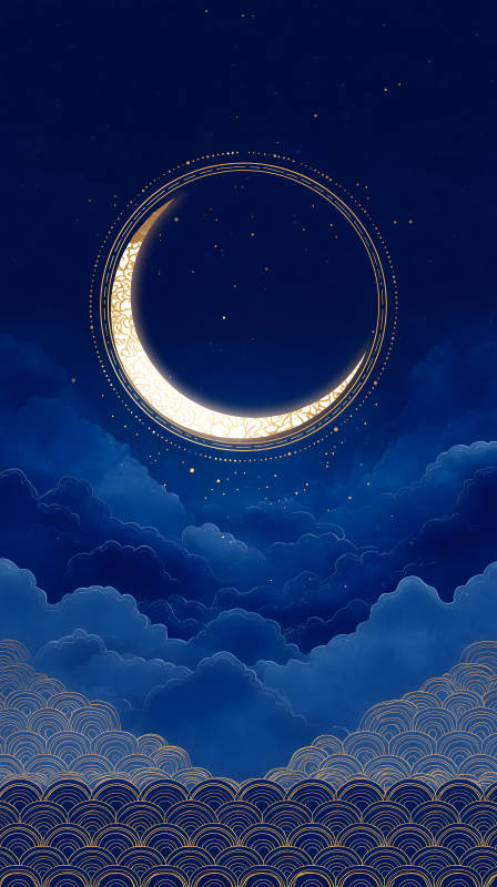 月夜祥云裝飾畫-圖片