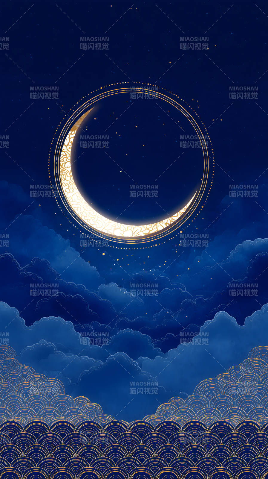 月夜祥云装饰画-图片