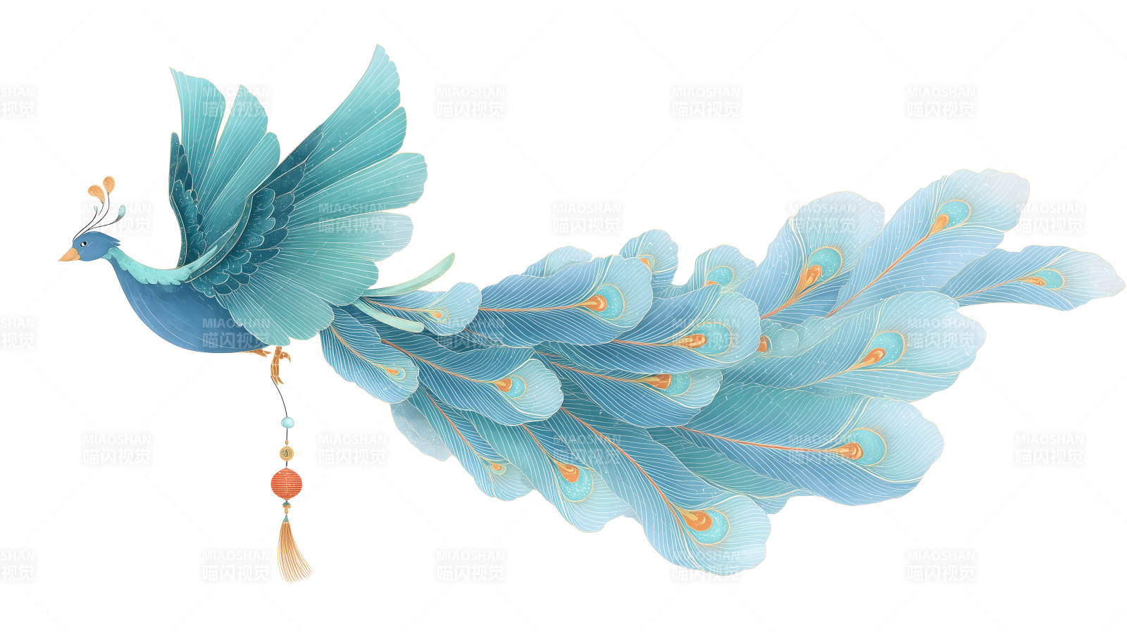 藍孔雀飛舞圖美輪美奐-圖片