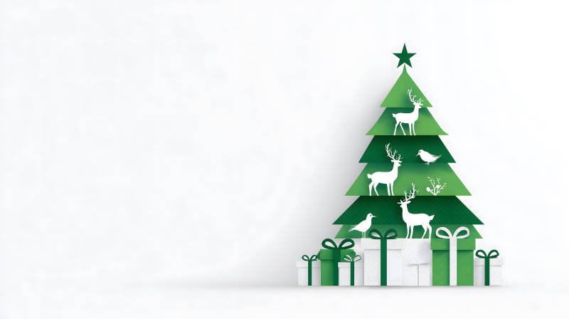 綠色圣誕樹和禮物-圖片