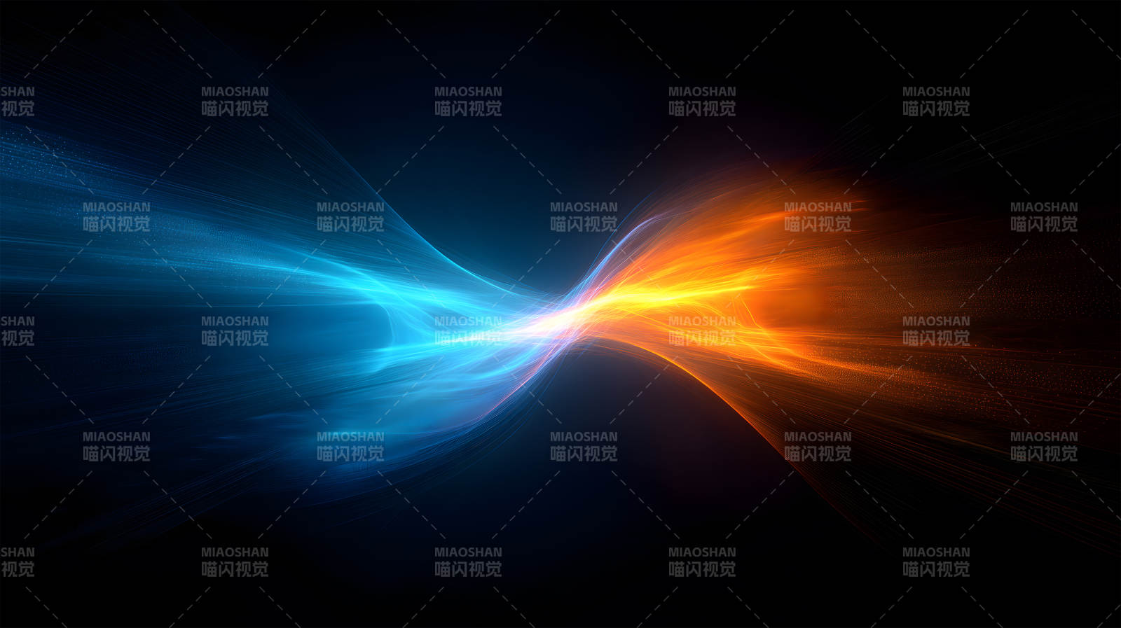 蓝色与橙色光线的抽象背景设计-图片