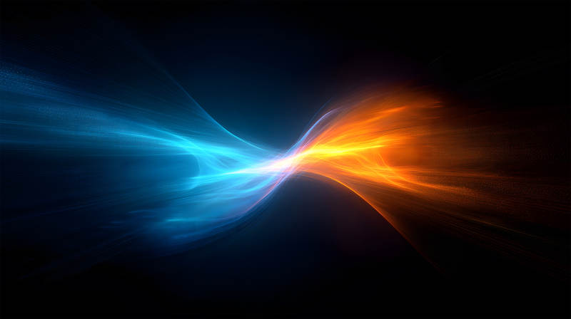 藍色與橙色光線的抽象背景設計-圖片