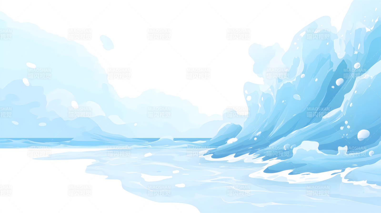 水波紋背景圖藍(lán)白色調(diào)唯美海浪-圖片