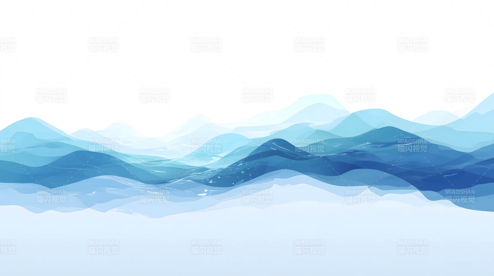 藍色漸變抽象風景畫呈現(xiàn)波浪山峰-圖片