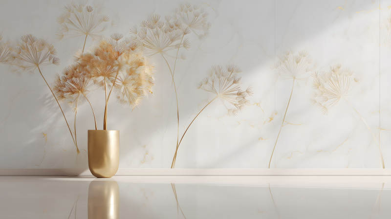 金色花朵裝飾的優雅空間-圖片