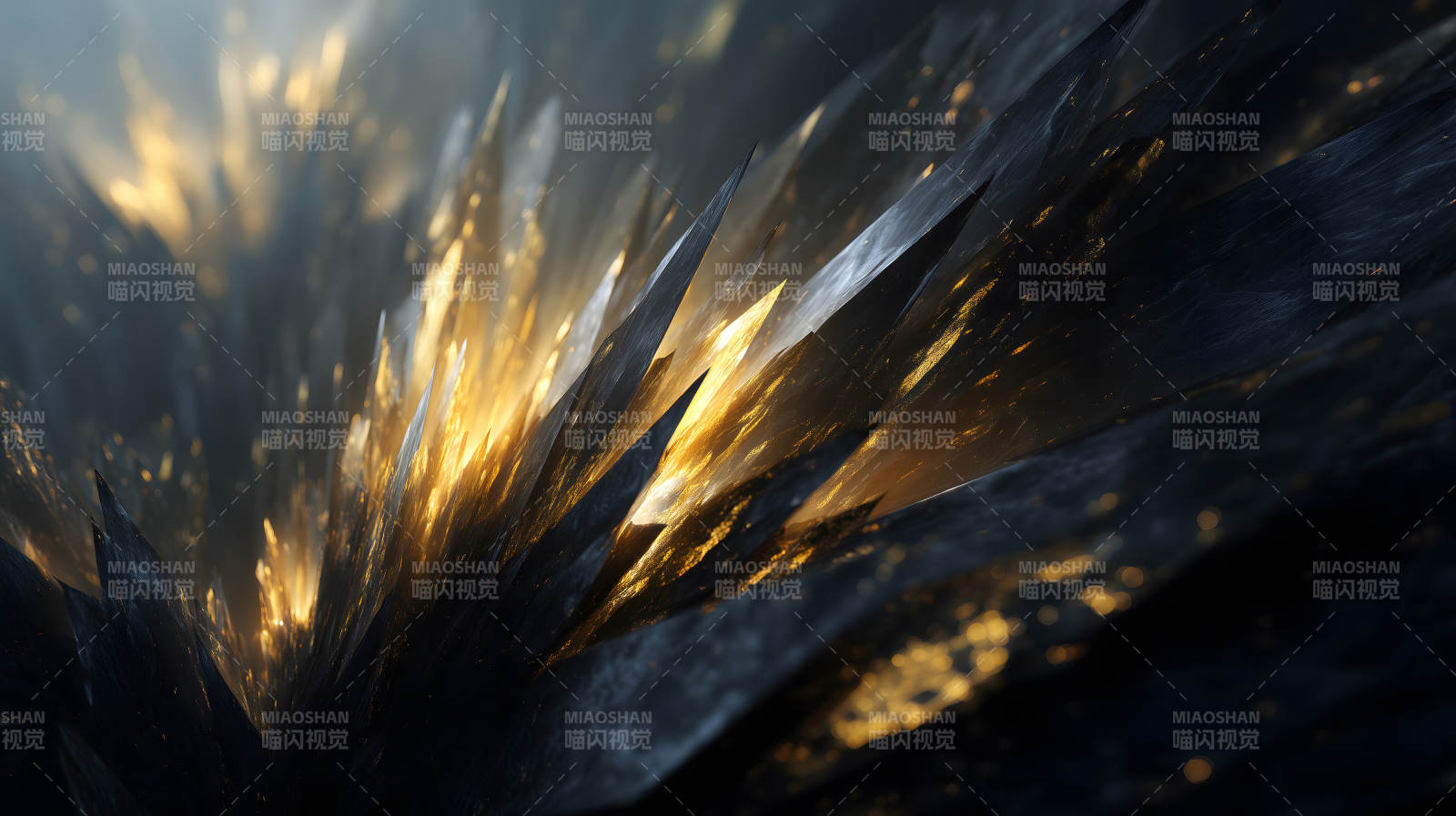 黑色尖刺閃耀金光-圖片