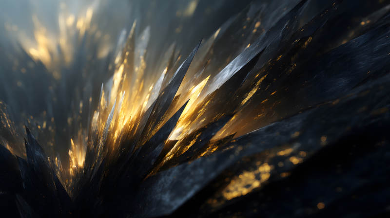 黑色尖刺閃耀金光-圖片