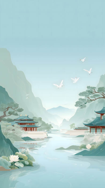 中國風山水畫意境圖-圖片