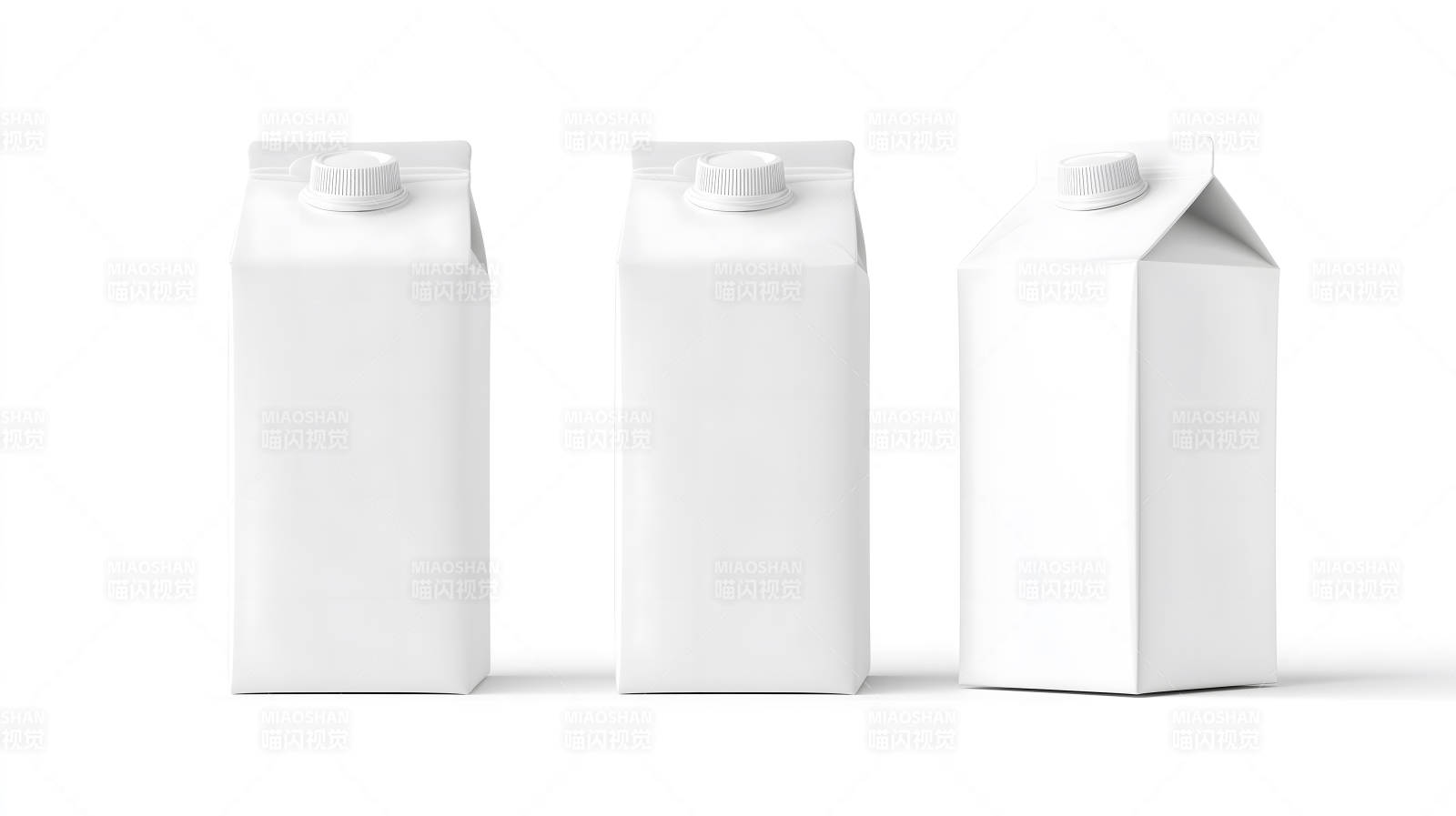 三盒白色牛奶包装展示-图片