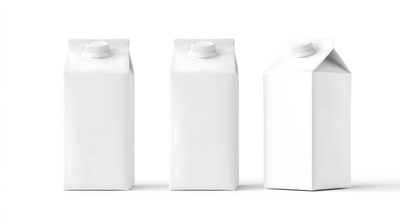 三盒白色牛奶包裝展示-圖片