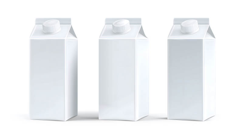 三盒纯白牛奶摆放一起简约风格-图片
