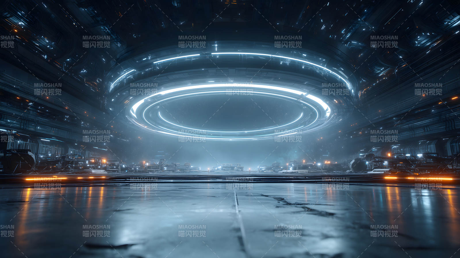 未來科技空間站宏偉場景-圖片