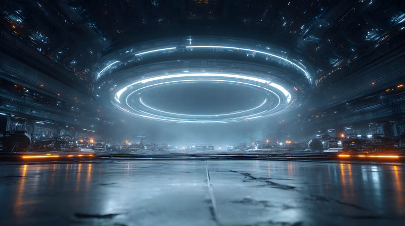 未來科技空間站宏偉場景-圖片