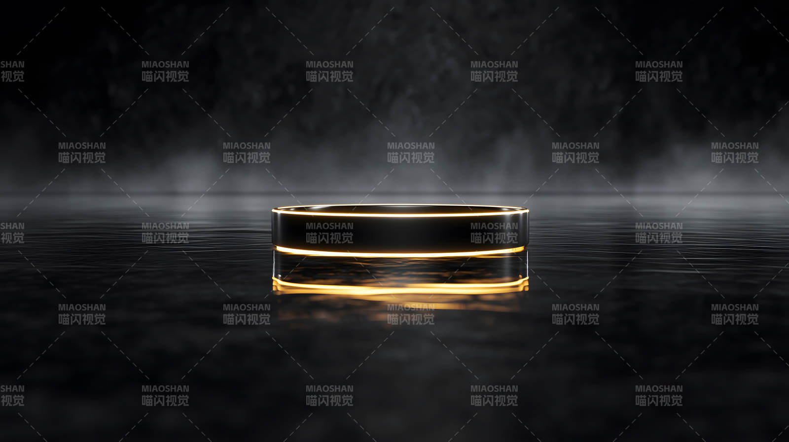 發光黑色圓環在深色環境中-圖片