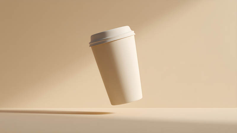 懸浮咖啡杯簡潔風格攝影-圖片