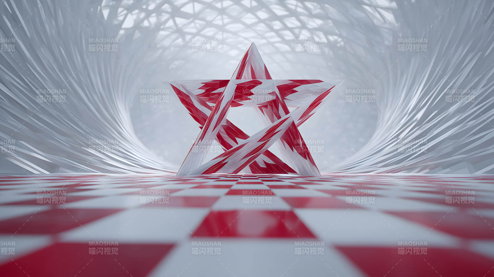 紅色星星幾何空間-圖片