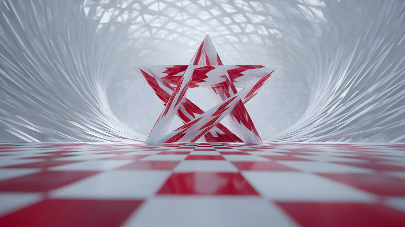 紅色星星幾何空間-圖片