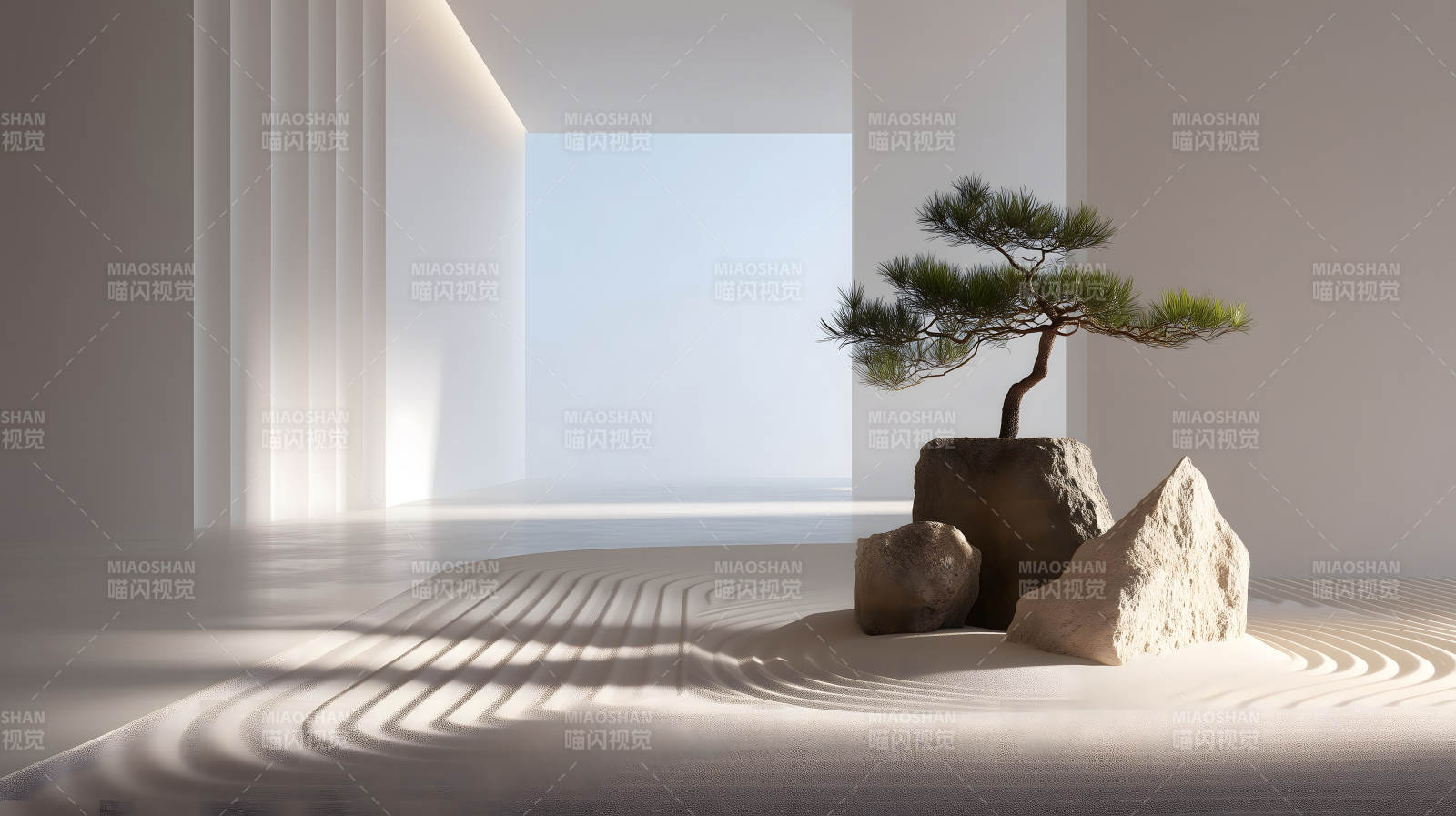 禅意庭院的宁静景象-图片